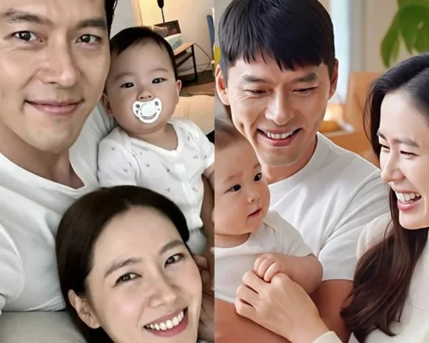 Hyun Bin Son Ye Jin family photo AI